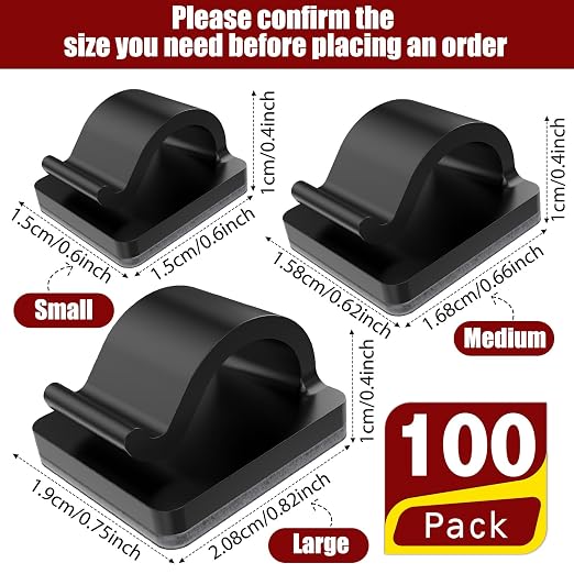 Blulu 100 Pcs Adhesive Cable Clips Bulk Wire Holder - Image 2