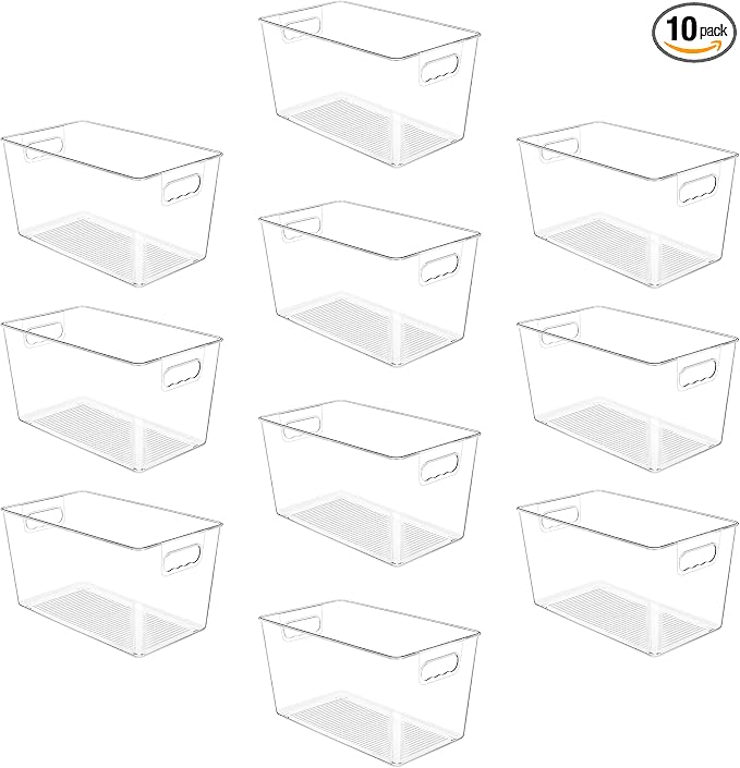 YIHONG 10 Pack Clear Pantry Organizer Bins, Plastic Containers by YIHONG