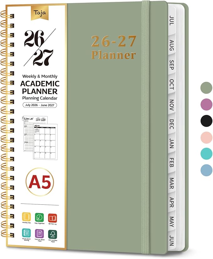 Planner 2026-2027, 6.3" x 8.5" Weekly and Monthly Academic Year Planner Calendar by Taja