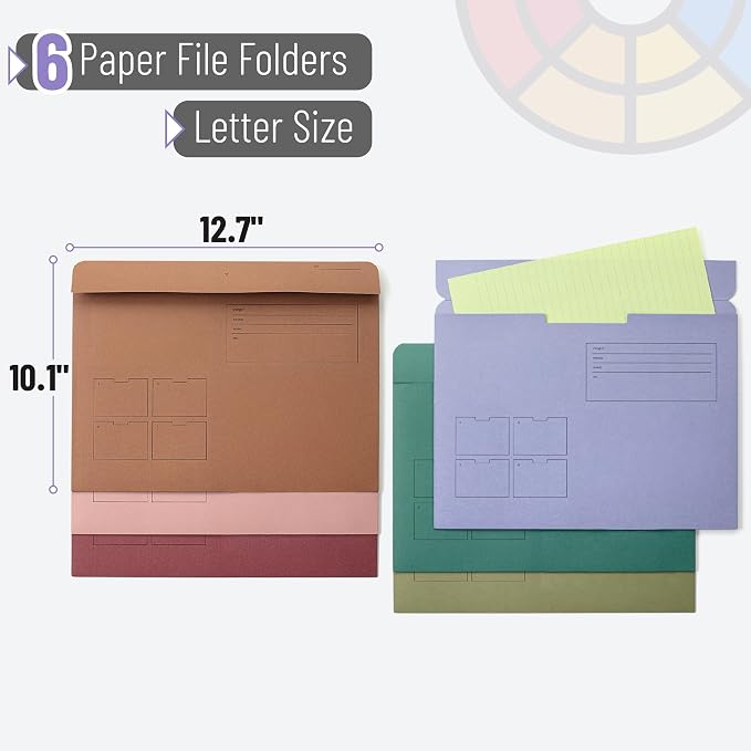 Mr. Pen- Paper Pocket File Folder, 6 Pack, Letter Size | File Jacket Flat Folder - Image 2