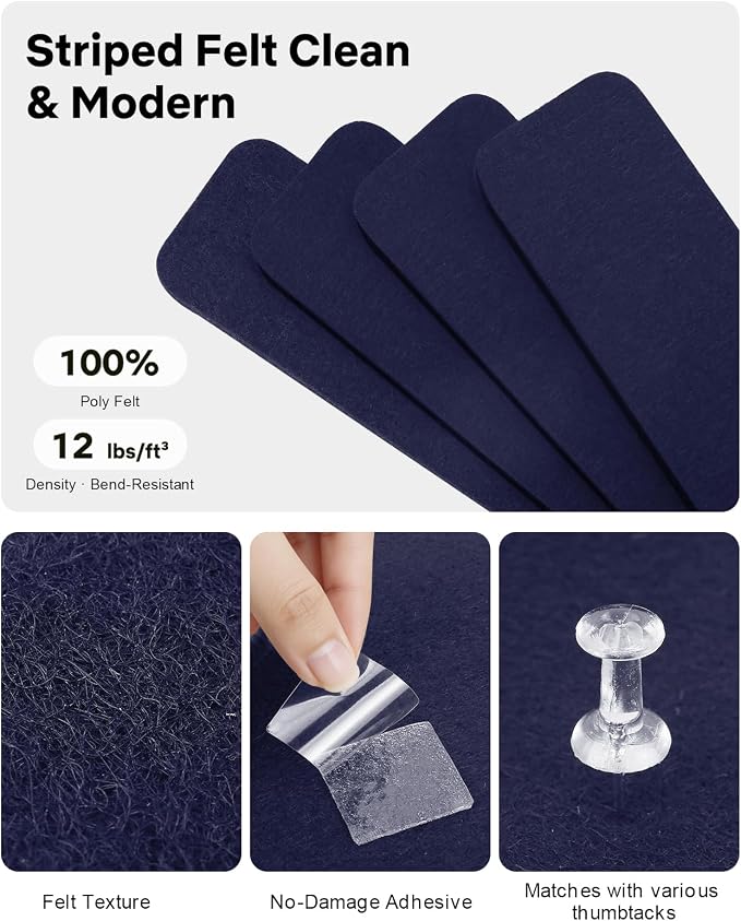 Small Cork Bulletin Board Tiles, Felt Wall Decor and Office Desk Accessories - Image 3
