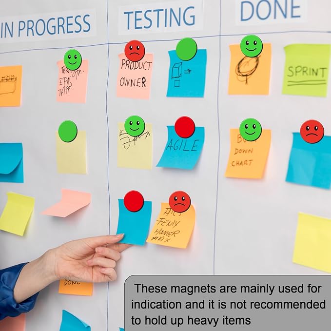 25 Pcs 1” Double-Sided Red Green Smiley Face Magnets, Flip Over Colored Magnetic Dots for Whiteboard, Refrigerator, Office (25, Happy/Sad-Colors)-DeskLoop Office