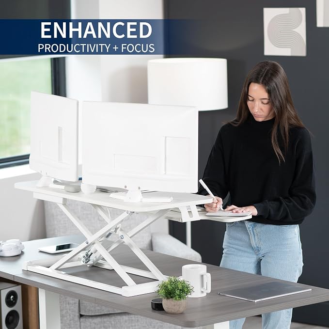 VIVO 36 inch Desk Converter, K Series, Height Adjustable Sit to Stand Riser - Image 4