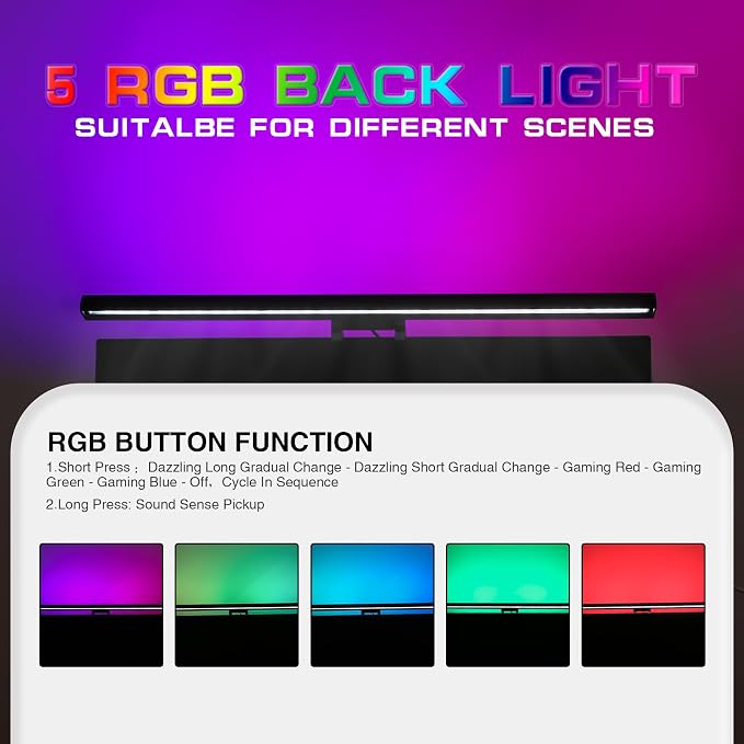 Monitor Light Bar with RGB Backlight, 3 Color Temperatures & Stepless Dimming - Image 3