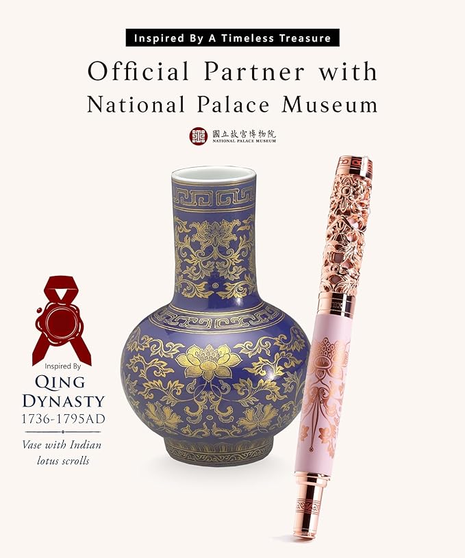 Luxury Fountain Pen Set With Stand - Museum Art Collections - Crafting Timeless Beauty - the Best Gift & Office Desk Decor, German SCHMIDT Fine Nib, Solid Metal & Marble Texture-DeskLoop Office