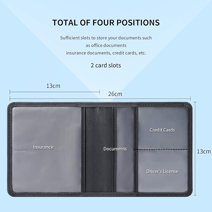 TILDOSAC Car Registration & Insurance Card Holder Leather Auto Glove Box - Image 2