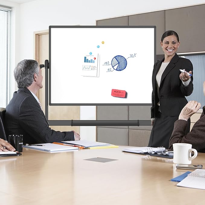 VIZ-PRO Double-Sided Magnetic Mobile Whiteboard, 72 x 40 Inches, Rolling Dry - Image 5