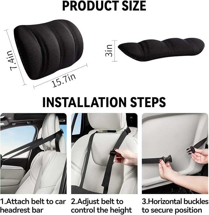 Lumbar Support Pillow for Car, Back Support for Car Seat Cushion, Adjustable - Image 6