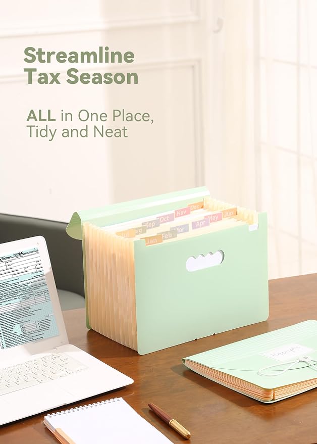 SortRax Accordion File Organizer 12 Pockets, Monthly Bill Receipt Tax Organizer - Image 5