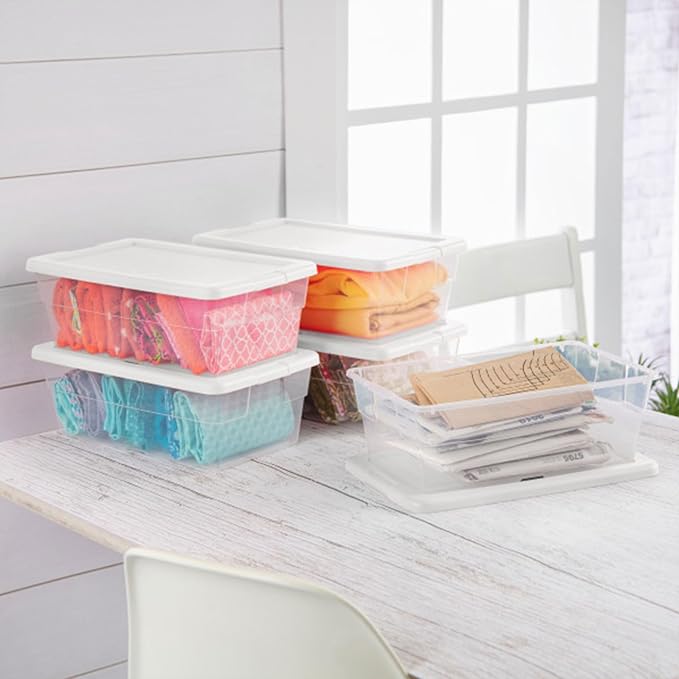 Sterilite 48-Pack 6 Quart Storage Box, Stackable Clear Plastic Bins - Image 5