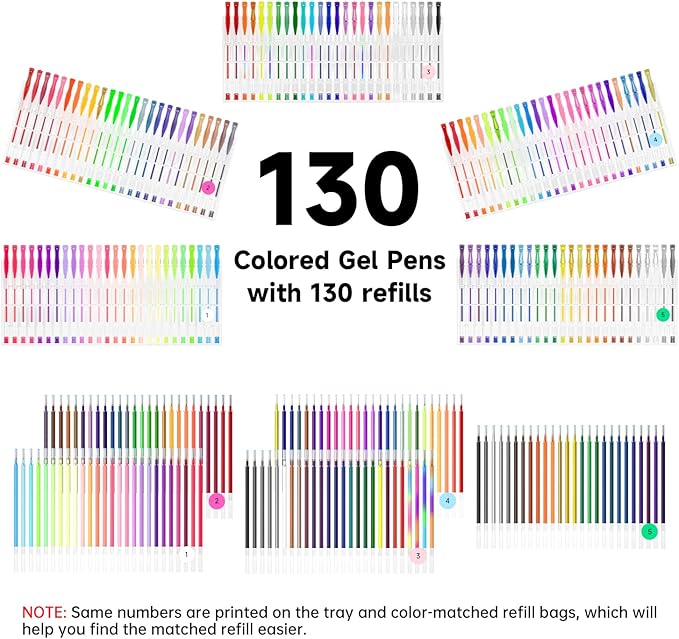 Shuttle Art 260 Pack Gel Pens Set, 130 Colors with 130 Refills for Adults Coloring Books Drawing Crafts Scrapbooking Journaling-DeskLoop Office