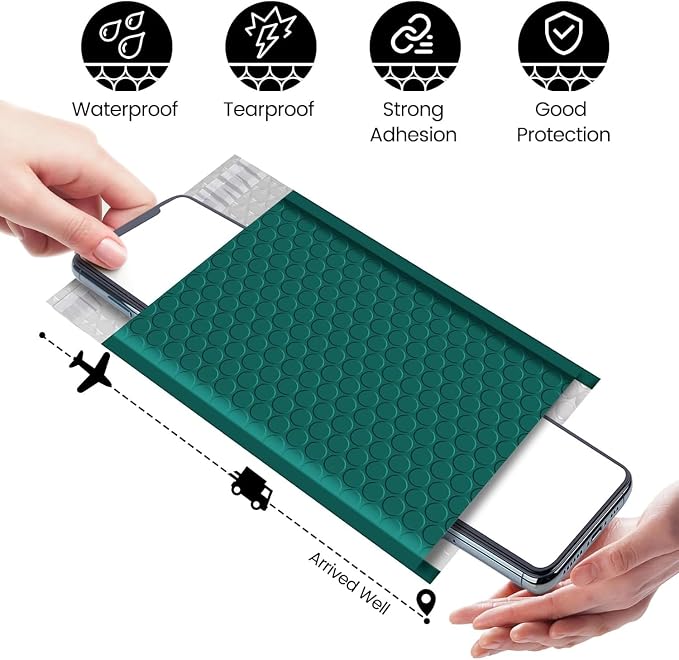 Fuxury Bubble Mailers 4x8" 800 Pack Forest Green Bubble Mailer Bulk Usable Size - Image 7