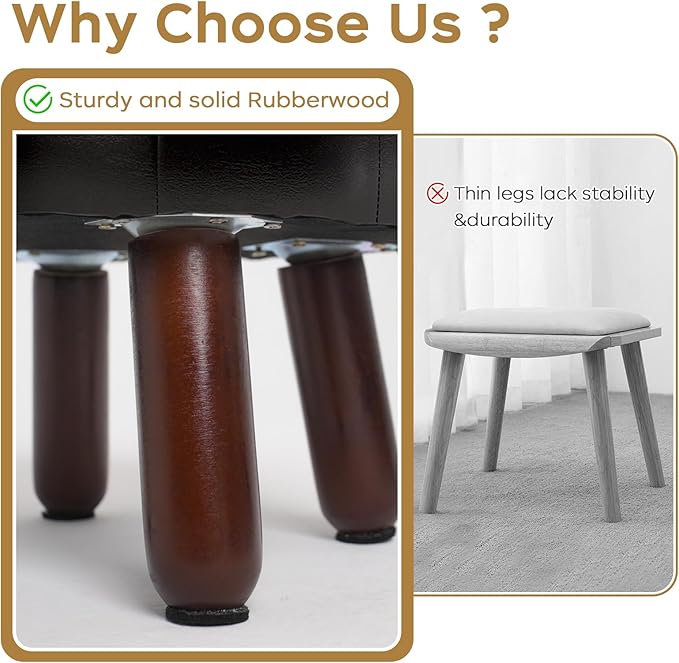 13in Small Foot Stool Ottoman, Round Faux Leather Foot Rest, Footstool Ottomans with Rubber Legs Under Desk, Footrest for Couch, Living Room, Bedroom, Office, 13''L x 13''W x 10.2''H, Black-DeskLoop Office