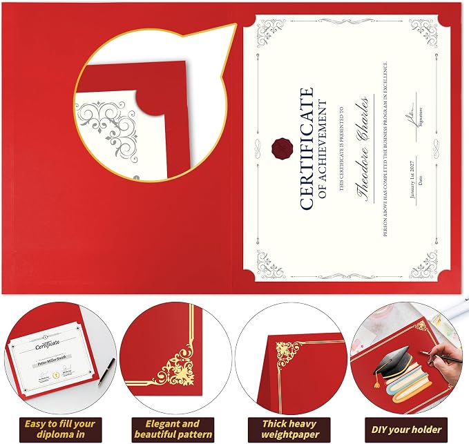 Oleitodh 150 Pcs Certificate Holders Bulk, Burgundy Diploma Covers Gold Foil - Image 4
