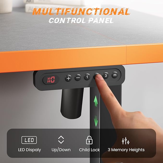 SIAGO Electric Standing Desk Adjustable - 48 x 24 Inch Sit Stand up Desk with Cable Management - 3 Memory Preset Adjustable Height Table-DeskLoop Office