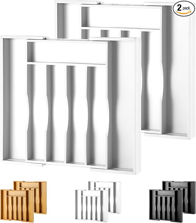 oridom 2-Piece Expandable Bamboo Kitchen Drawer Organizer by oridom