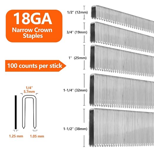 1000-Count 1 Inch Length, 18 Gauge 1/4 Inch Narrow Crown Staples, Heavy Duty - Image 2