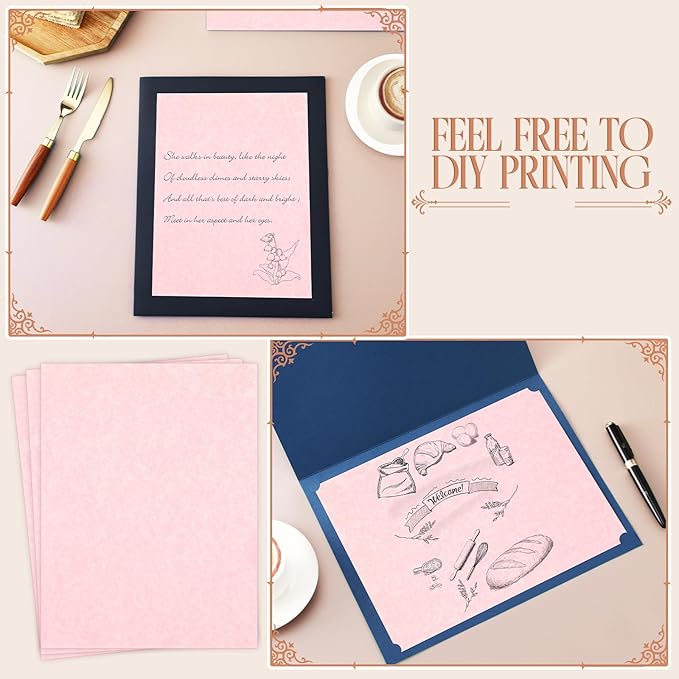 Epakh 200 Sheets Old Age Parchment Paper 8.5 x 11 Inch Standard Letter Vintage Colored Old Parchment Semblance Double Side Printing Paper(Light Pink)-DeskLoop Office