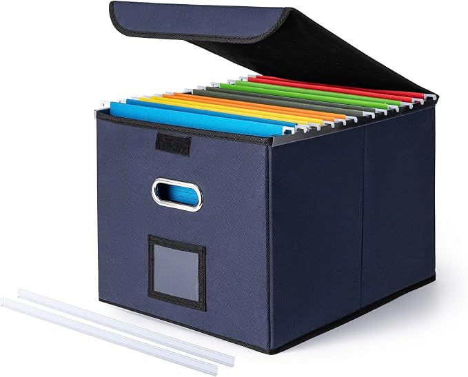 CADONO File Organizer Box with Lid, Large Hanging File Folder Organizer with by CADONO