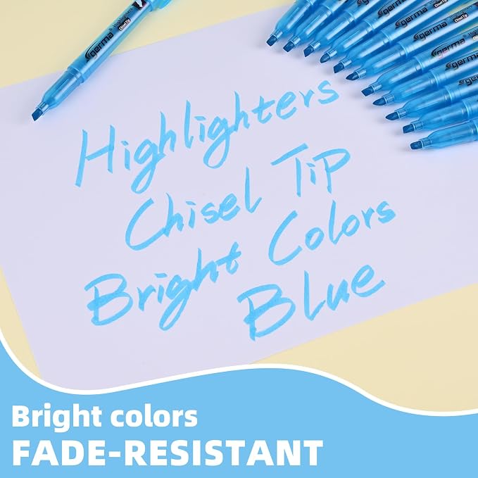 Cgerma Blue Highlighters 30 Pack, Chisel Tip Highlighter Bright Color, Dry - Image 3