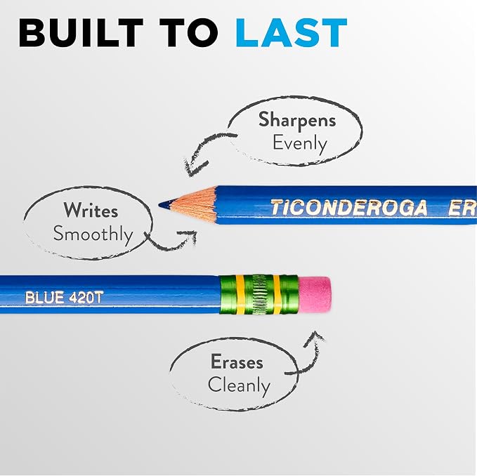 Ticonderoga Erasable Checking Wood-Cased Pencils, Pre-Sharpened - Image 4