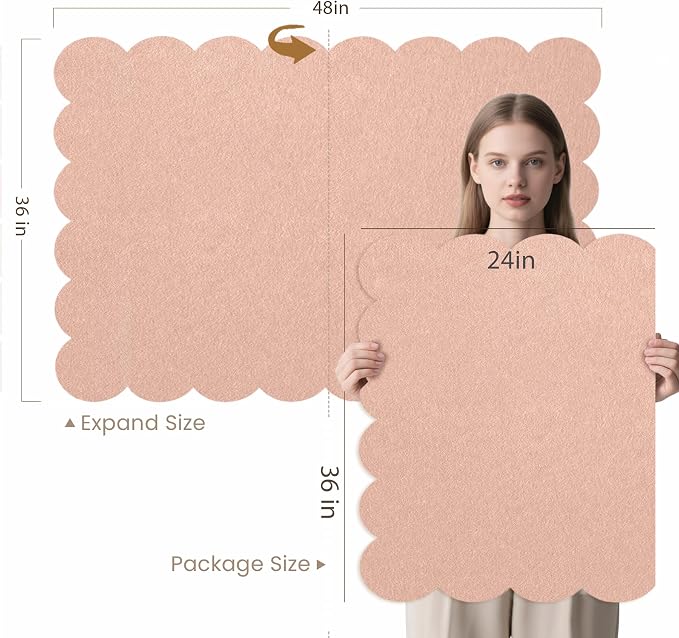 Lightomorrow Scalloped Bulletin Board, 48 x 36 Inches Felt Pin Board - Image 2
