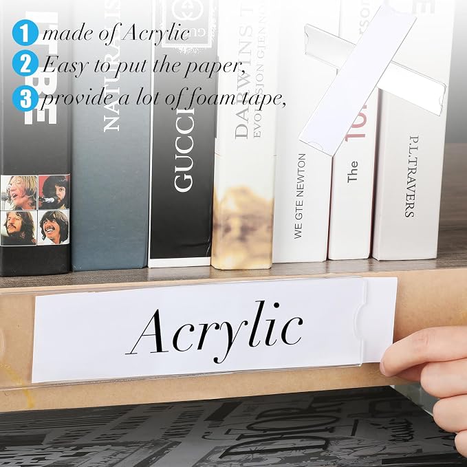 15 Sets 2 x 8 Inch Acrylic Wall Name Plate Holder Clear Plastic Sign Holder - Image 5