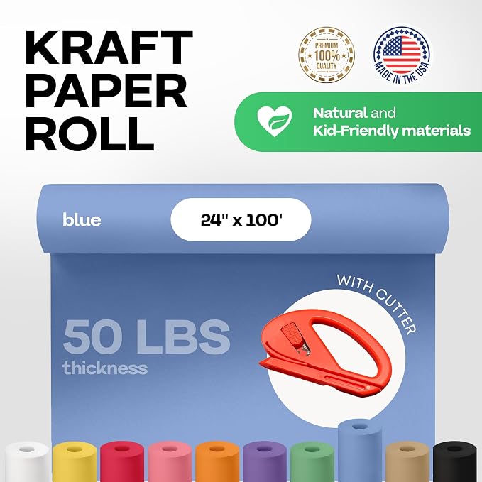 Blue Kraft Paper Roll 24" x 1200" - Image 2