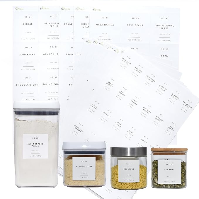 Pantry Labels for Food Containers 179 Labels Set | Pre-Printed Stickers | 2 by PreZervers