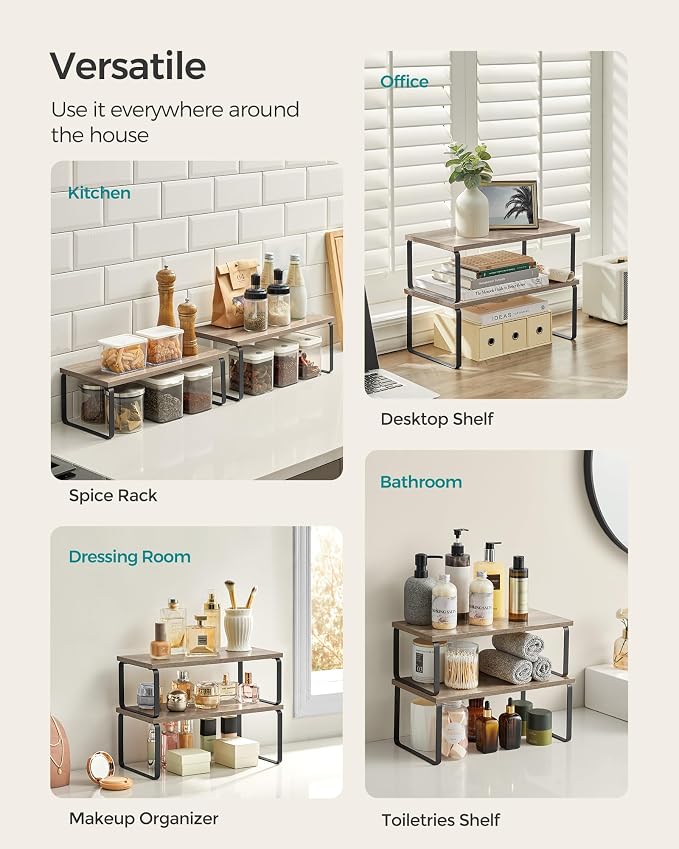 SONGMICS Cabinet Organizer Shelf, Kitchen Storage, Spice Rack, Expandable - Image 3