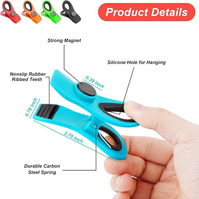 Jetmore 12 Pack Chip Clips Bag Clips, Magnetic Bag Clip - Image 8