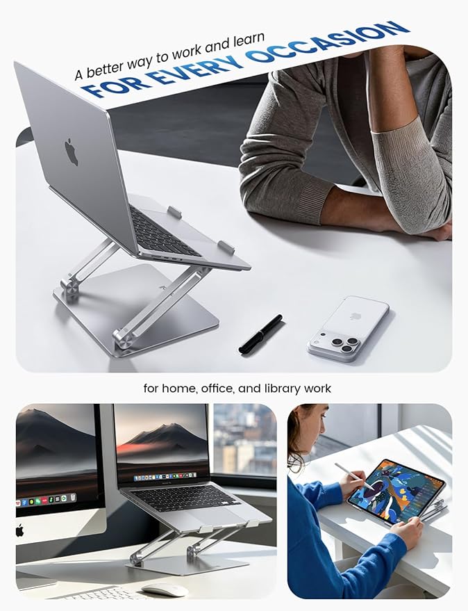 Lamicall Adjustable Laptop Stand, Portable Laptop Riser, Aluminum Laptop Stand - Image 5