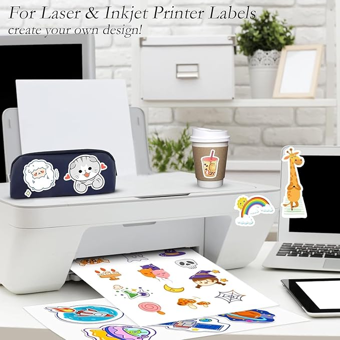 30 Full Sheets Sticker Paper for Laser & Ink Jet Printers, 8.5" x 11" Full Sheet Address Shipping Labels-DeskLoop Office