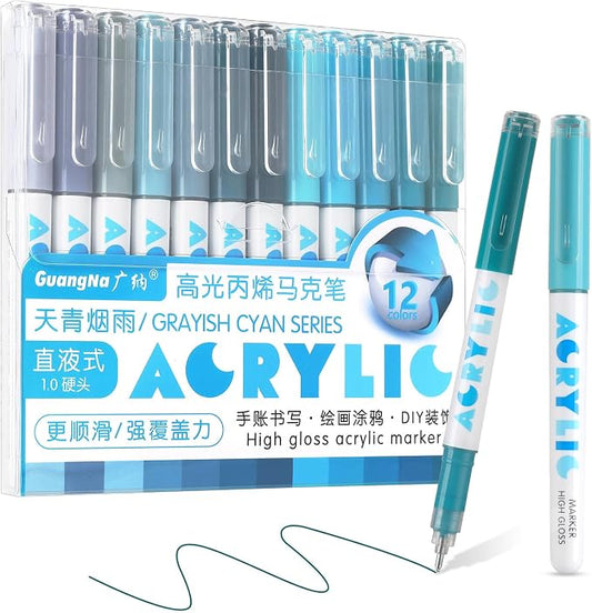 kander Acrylic Gel Pens, 12 Colors Highlighter Acrylic Gel Ink Pens by Yourcreativeassistant