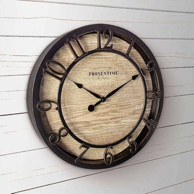 Presentime & Co 10" Farmhouse Series Wall Clock, Cottage Style, Vintage Design - Image 2