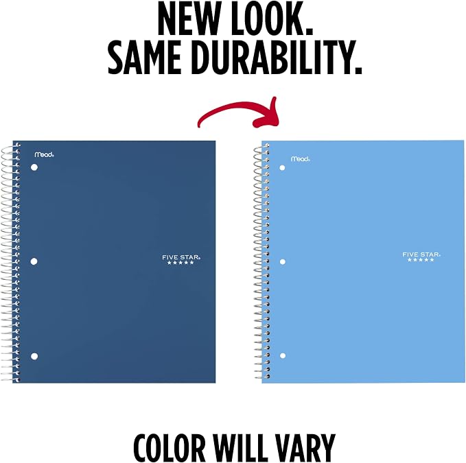 Five Star Spiral Notebook + Study App, 5 Subject, College Ruled Paper, 8-1/2" x - Image 2