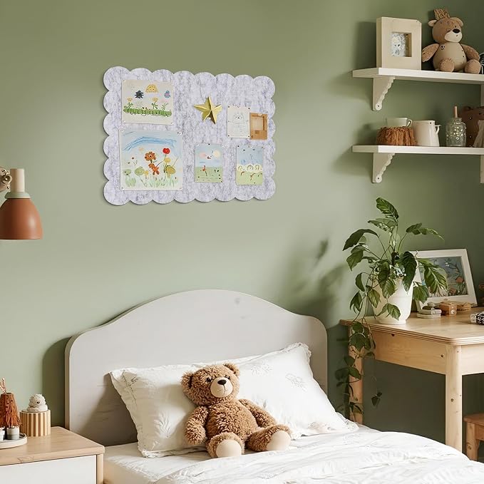 Lightomorrow Scalloped Bulletin Board, 24 x 18 Inches Felt Pin Board - Image 5