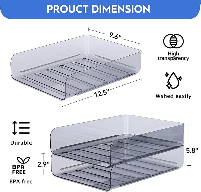 CiWiVOKi 2 Pack Stackable Paper Tray Organizer, Office Organizer and Storage - Image 4