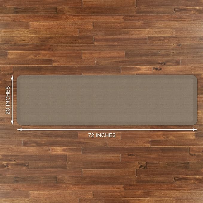 GelPro Ergo-Foam Cushioned Anti-Fatigue Standing Kitchen Floor Mat, Padded Stain-Resistant, Waterproof, Non-Slip Comfort Padded Desk/Office Mat - 20" x 72", Grasscloth Pecan-DeskLoop Office