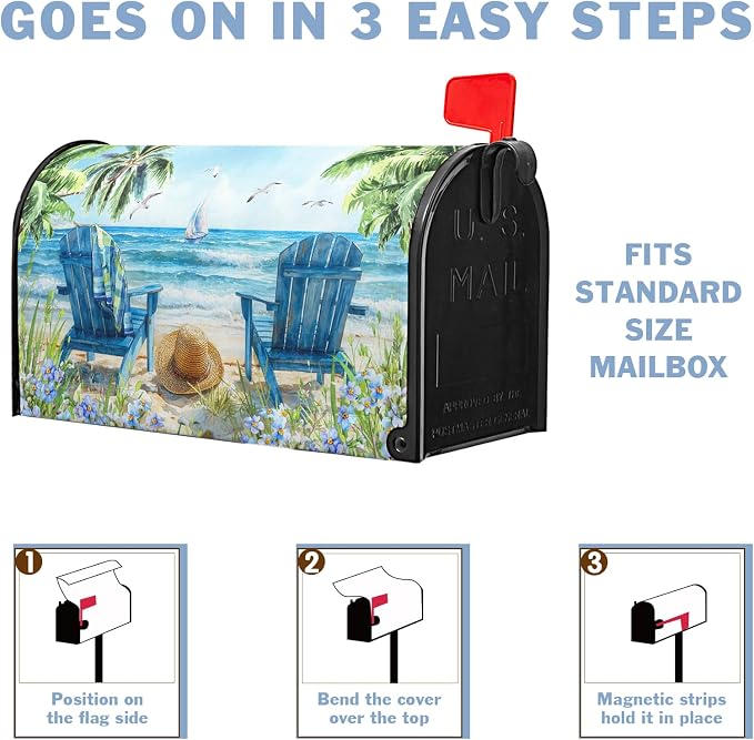 Summer Beach Mailbox Covers Magnetic Nautical Ocean Sea Mailbox Cover Standard - Image 6