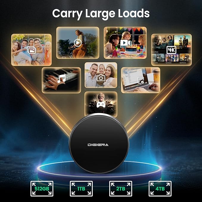 1TB Magnetic Portable SSD, External Solid State Drives with USB-C 3.2 Gen 2x2, Speed Up to 2000MB/s, Compact & Durable, Compatible with iPhone 15/16 Series and Other USB-C Devices, Black-DeskLoop Office