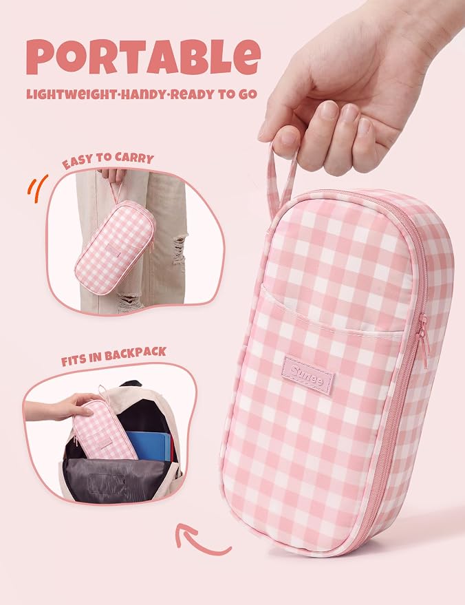 SUNEE Cute Pencil Case, Large Colored Pencil Pouch, Aesthetic Pen Bag - Image 4
