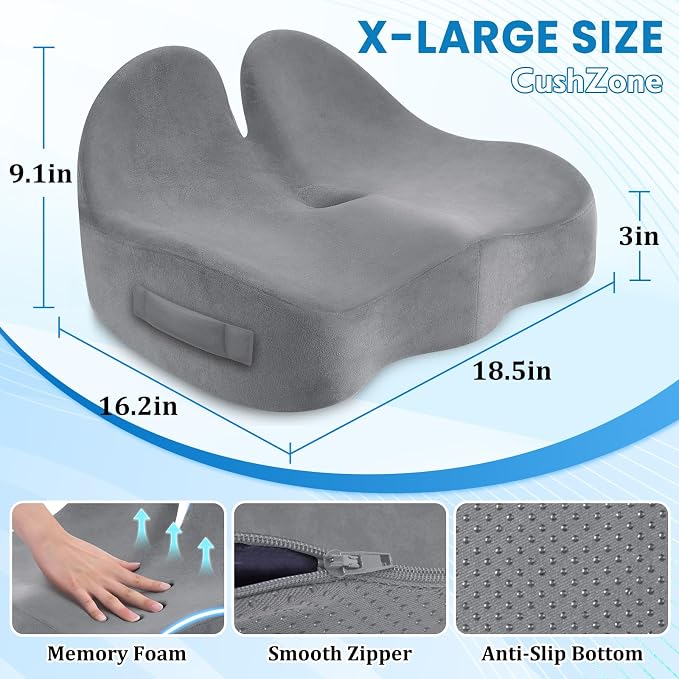 CushZone Seat Cushion, Memory Foam Office Chair Seat Cushion - Image 2
