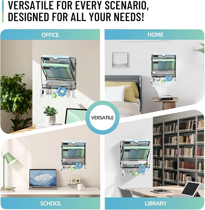 SUPEASY Wall File Organizer, 3 Tier Hanging File Organizer - Image 6