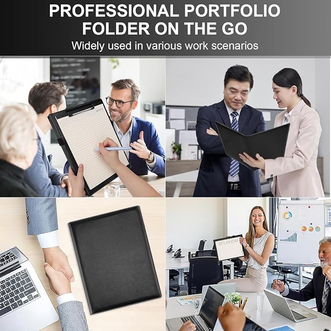 Portfolio Folder Padfolio with A4 Clipboard, Professional PU Leather Folder - Image 8