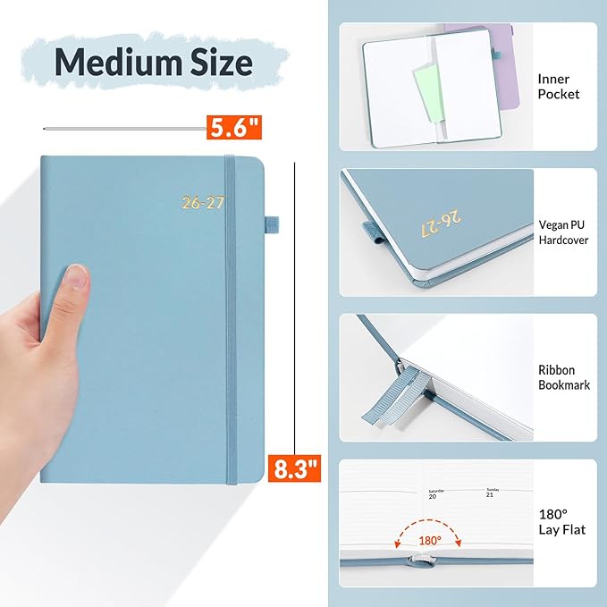 SUNEE 2026-2027 Weekly & Monthly Hardcover Planner 5.5" x 8.3" - Image 4