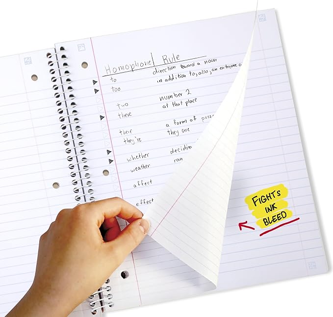 Five Star Spiral Notebook + Study App, 1 Subject, Wide Ruled, 8" x 10-1/2", 80 Sheets, Fights Ink Bleed, Water Resistant Cover, Pastel Doodles (930212F-ECM)