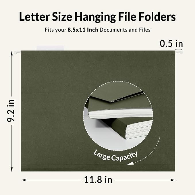 SUNEE Hanging File Folders, 75 Pack Reinforced Hang Folders Letter Size - Image 4