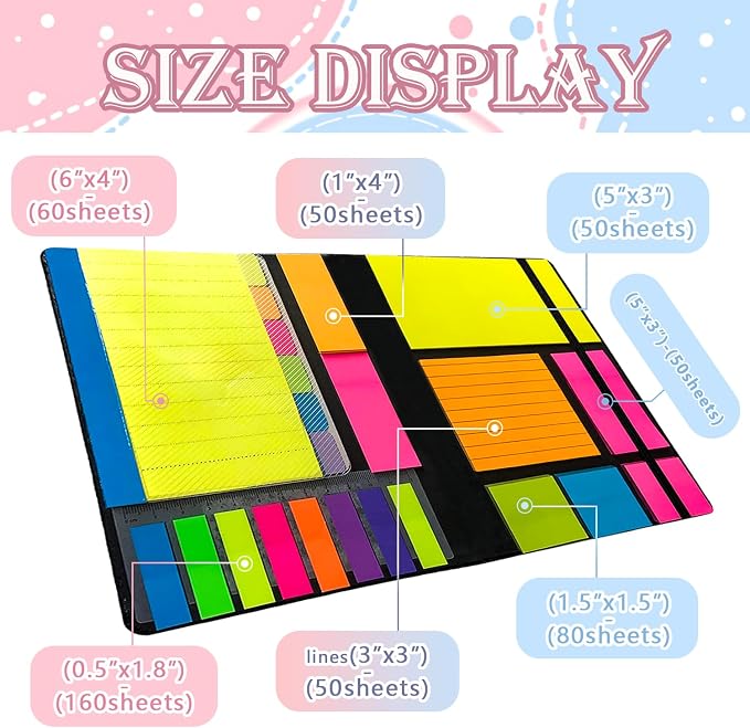 Sticky Notes Set 710 Pack, Divider Sticky Notes Tabs, Office Supplies, Planner - Image 2