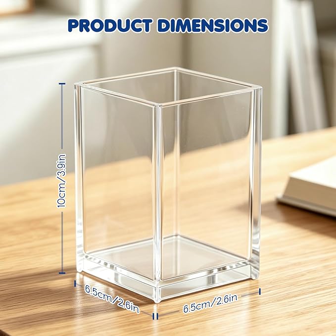 Acrylic Pen Holder 12 Pack, Makeup Brush Holder, Acrylic Pencil Organizer - Image 2